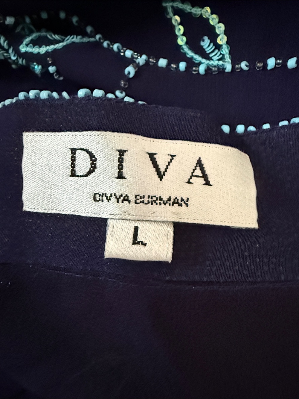 Diva Navy Blue Floral Beaded Open Jacket - Picture 5 of 5